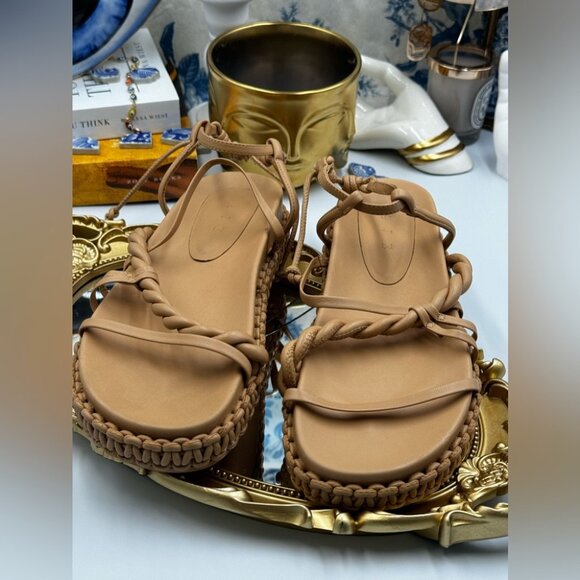 🆕 AJE 🧿 NWOT Tryphena Platform Twist Sandal, Beige - SIZE 38 - Picture 9 of 16